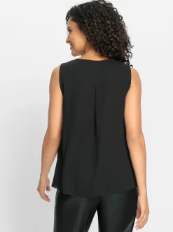 Shirts|Blusen| Ärmellose Bluse im Lagen-Look schwarz