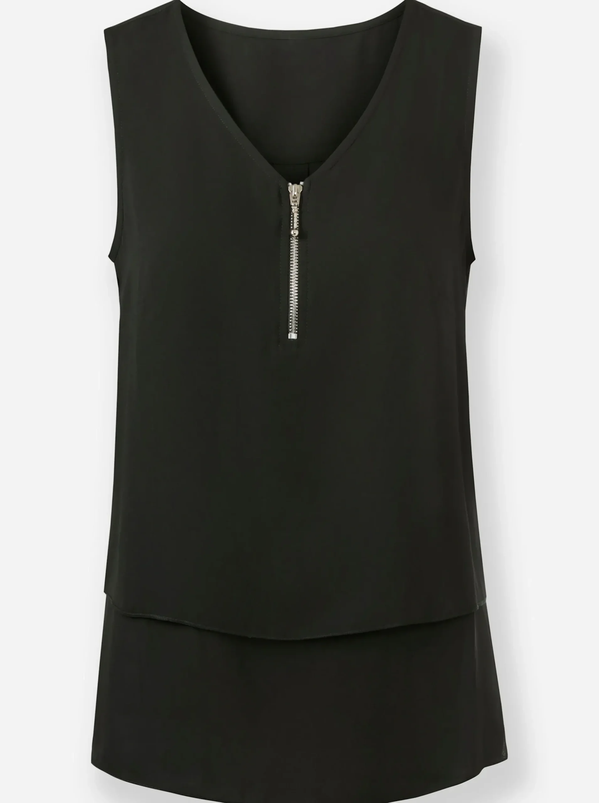 Shirts|Blusen| Ärmellose Bluse im Lagen-Look schwarz
