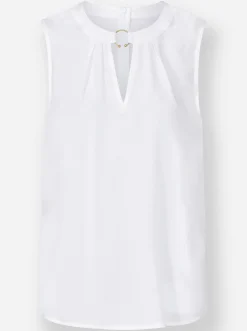 Blusen|heine Ärmellose Bluse mit Schmuck-Detail ecru