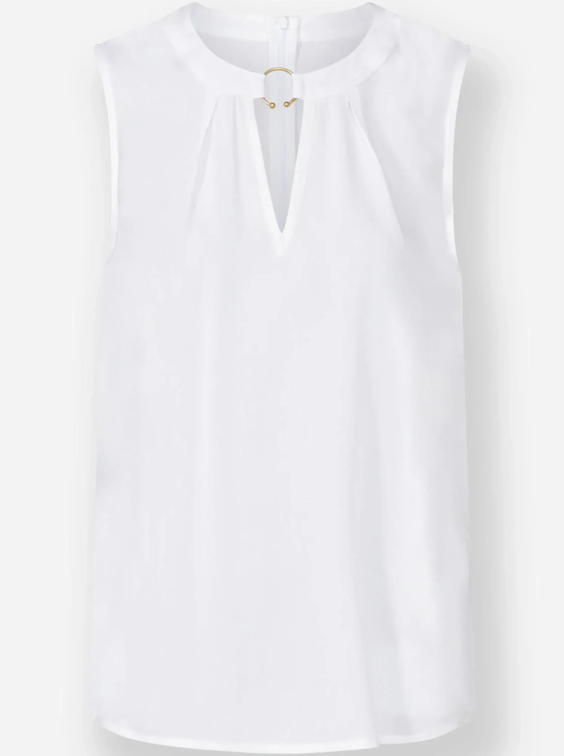 Blusen|heine Ärmellose Bluse mit Schmuck-Detail ecru