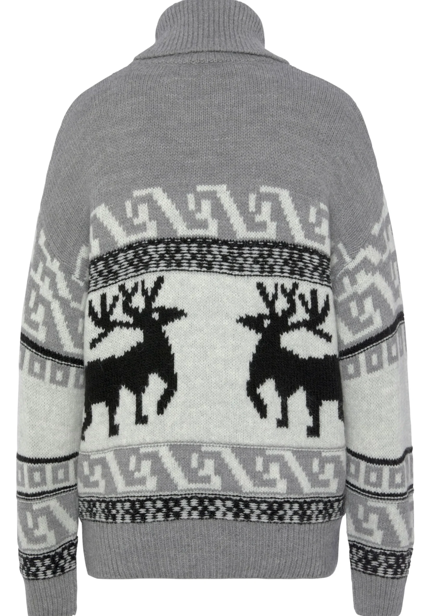 Strandmode|Vivance Rollkragenpullover grau-schwarz-creme