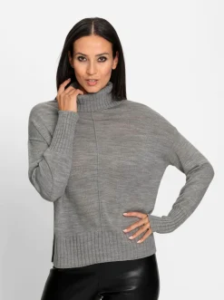 Pullover|heine Rollkragenpullover grau-meliert