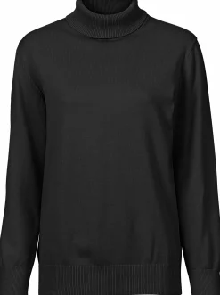 Pullover| Rollkragenpullover aus reiner Baumwolle schwarz