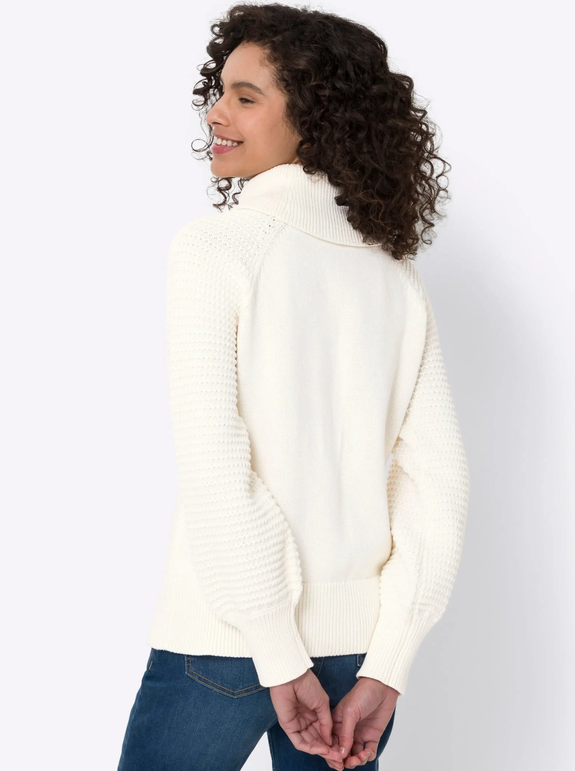 Pullover|heine Rollkragenpullover aus reiner Baumwolle ecru