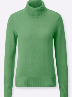Pullover| Rollkragenpullover im Baumwoll-Mix apfel