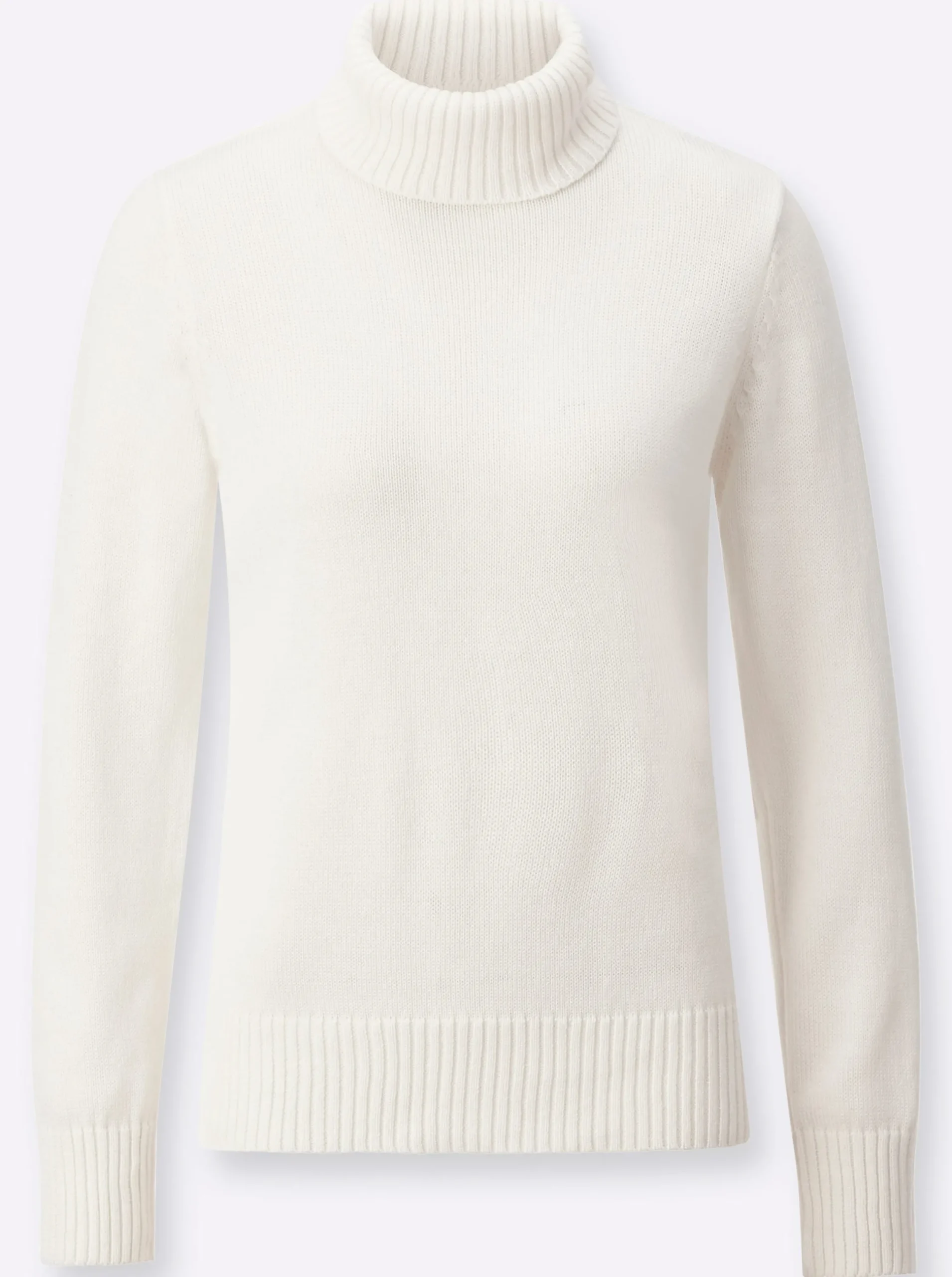 Pullover| Rollkragenpullover im Baumwoll-Mix wollweiß