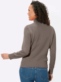 Pullover| Rollkragenpullover im Baumwoll-Mix taupe-meliert