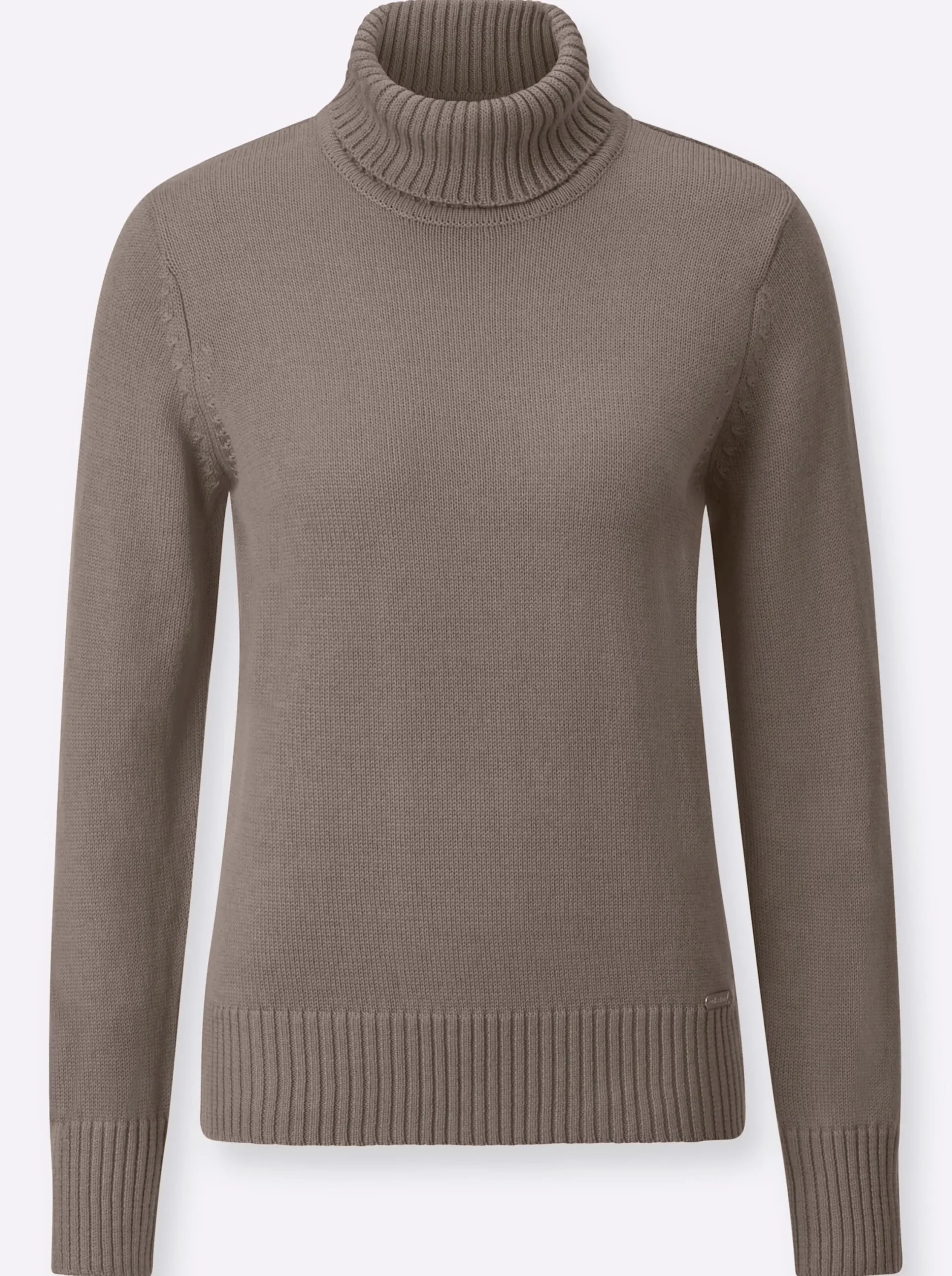 Pullover| Rollkragenpullover im Baumwoll-Mix taupe-meliert