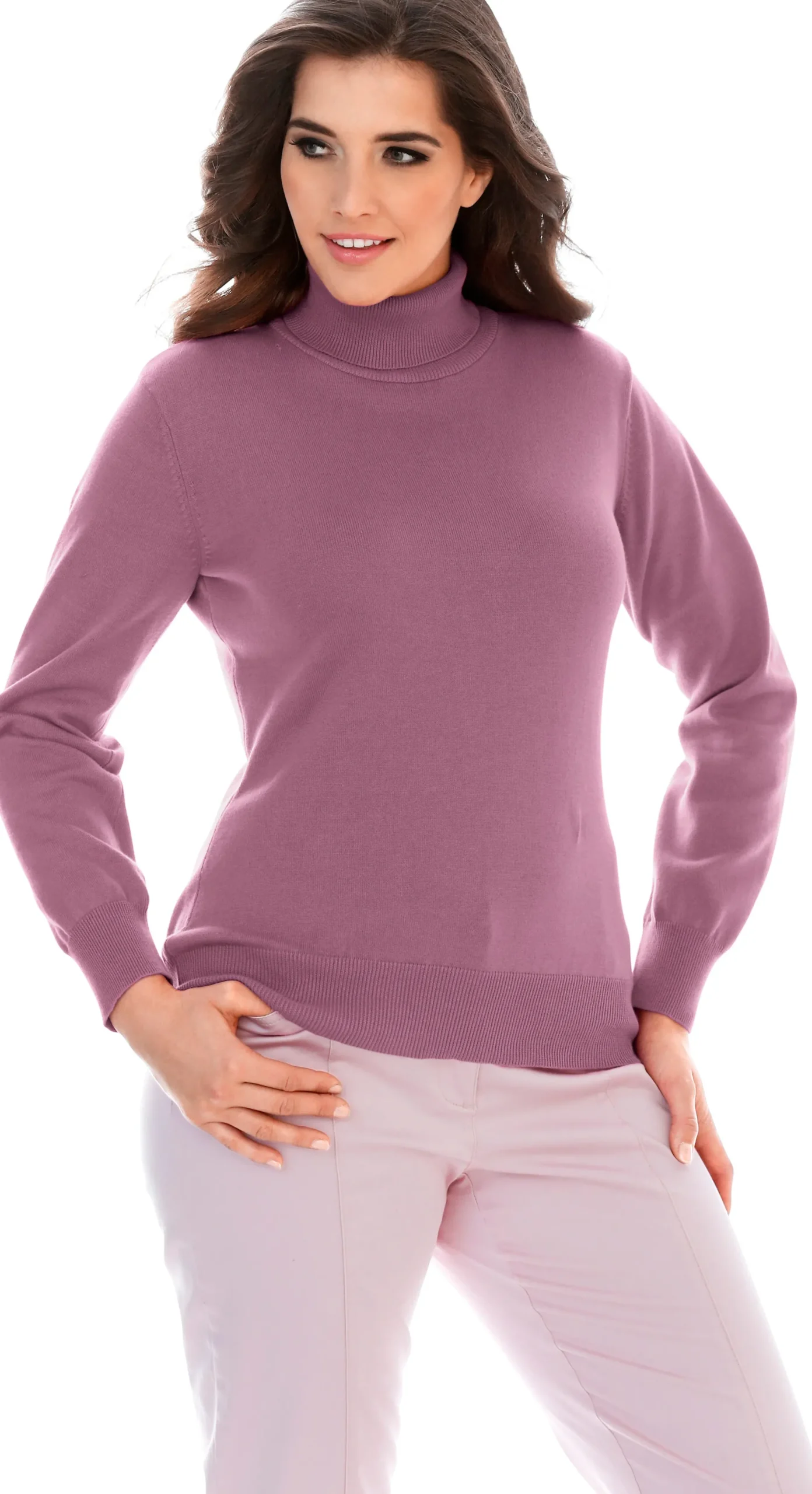 Pullover|heine Rollkragenpullover in Feinstrick-Qualität mauve