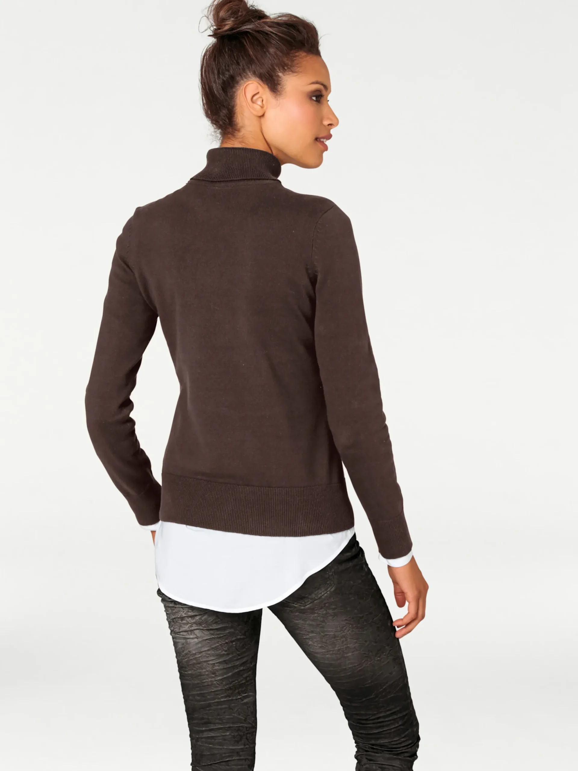 Pullover|heine Rollkragenpullover in Feinstrick-Qualität schokobraun