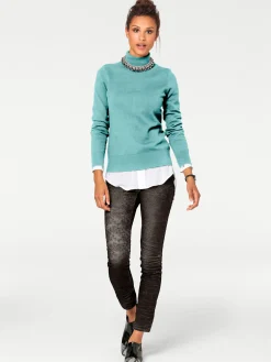Pullover|heine Rollkragenpullover in Feinstrick-Qualität aqua
