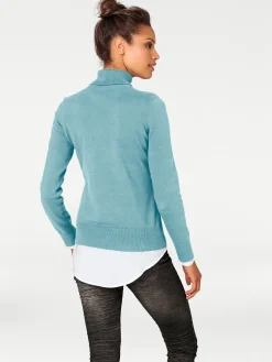 Pullover|heine Rollkragenpullover in Feinstrick-Qualität aqua