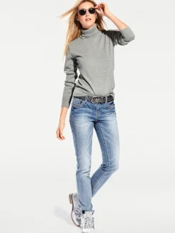 Pullover|heine Rollkragenpullover in Feinstrick-Qualität grau-melange