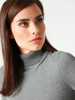 Pullover|heine Rollkragenpullover in Feinstrick-Qualität grau-melange