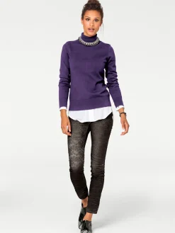 Pullover|heine Rollkragenpullover in Feinstrick-Qualität pflaume