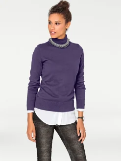 Pullover|heine Rollkragenpullover in Feinstrick-Qualität pflaume