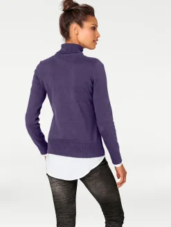 Pullover|heine Rollkragenpullover in Feinstrick-Qualität pflaume