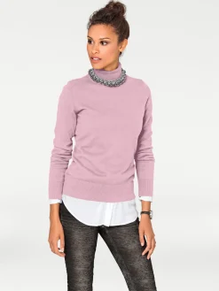 Pullover|heine Rollkragenpullover in Feinstrick-Qualität rosé