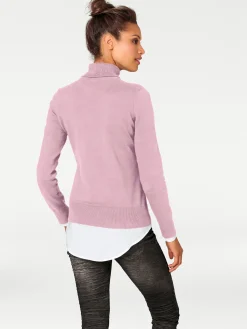 Pullover|heine Rollkragenpullover in Feinstrick-Qualität rosé