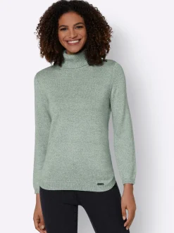 Pullover| Rollkragenpullover in Melange-Qualität jade-kalkmint-meliert