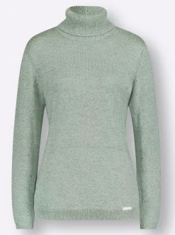Pullover| Rollkragenpullover in Melange-Qualität jade-kalkmint-meliert