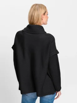 Pullover|heine Rollkragenpullover in Poncho-Optik schwarz
