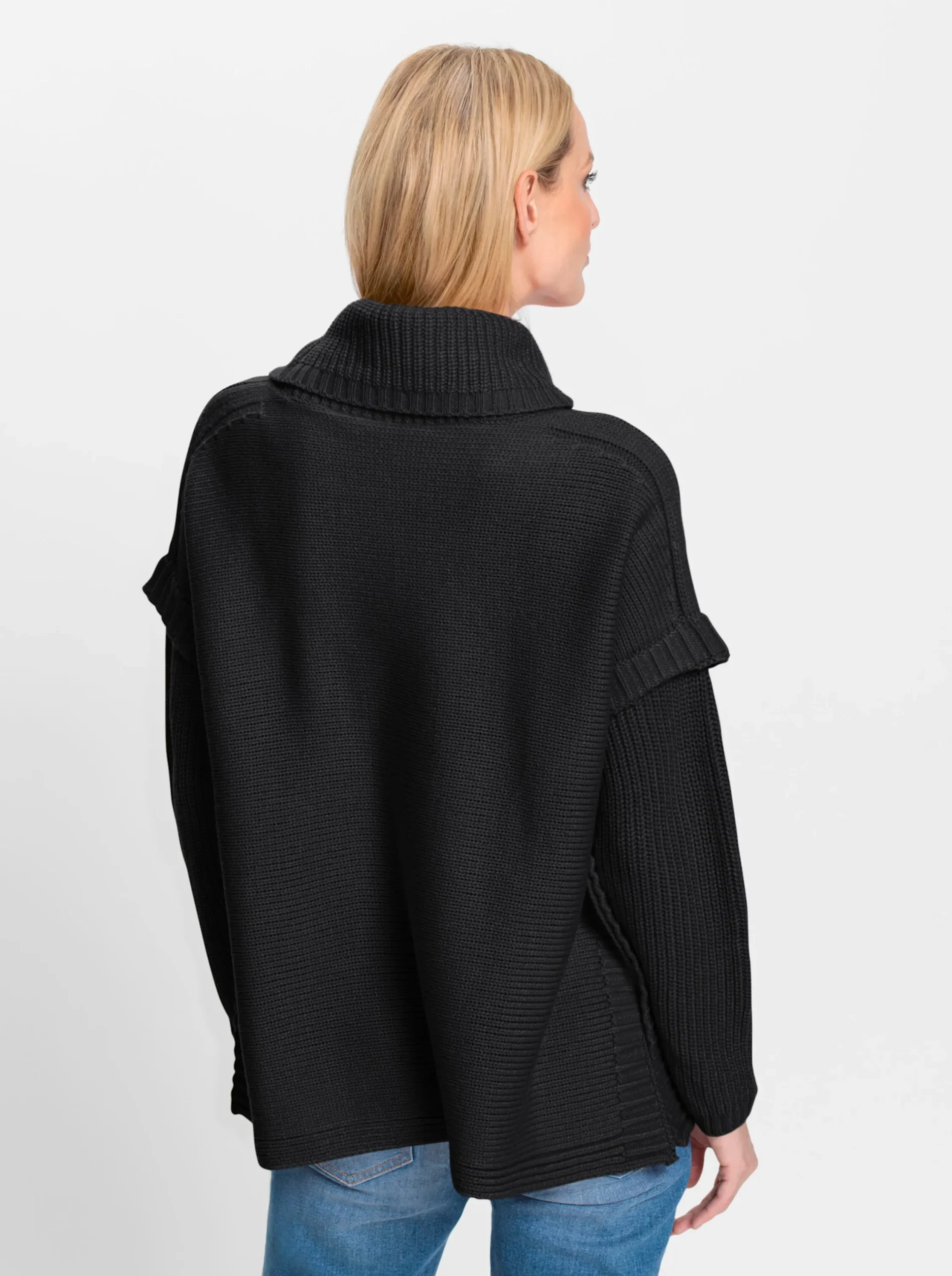 Pullover|heine Rollkragenpullover in Poncho-Optik schwarz