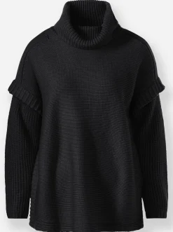 Pullover|heine Rollkragenpullover in Poncho-Optik schwarz
