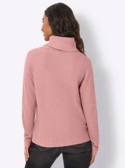Pullover|heine Rollkragenpullover in Rippoptik, Fledermausärmel rosenquarz