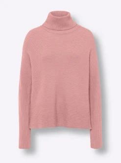Pullover|heine Rollkragenpullover in Rippoptik, Fledermausärmel rosenquarz