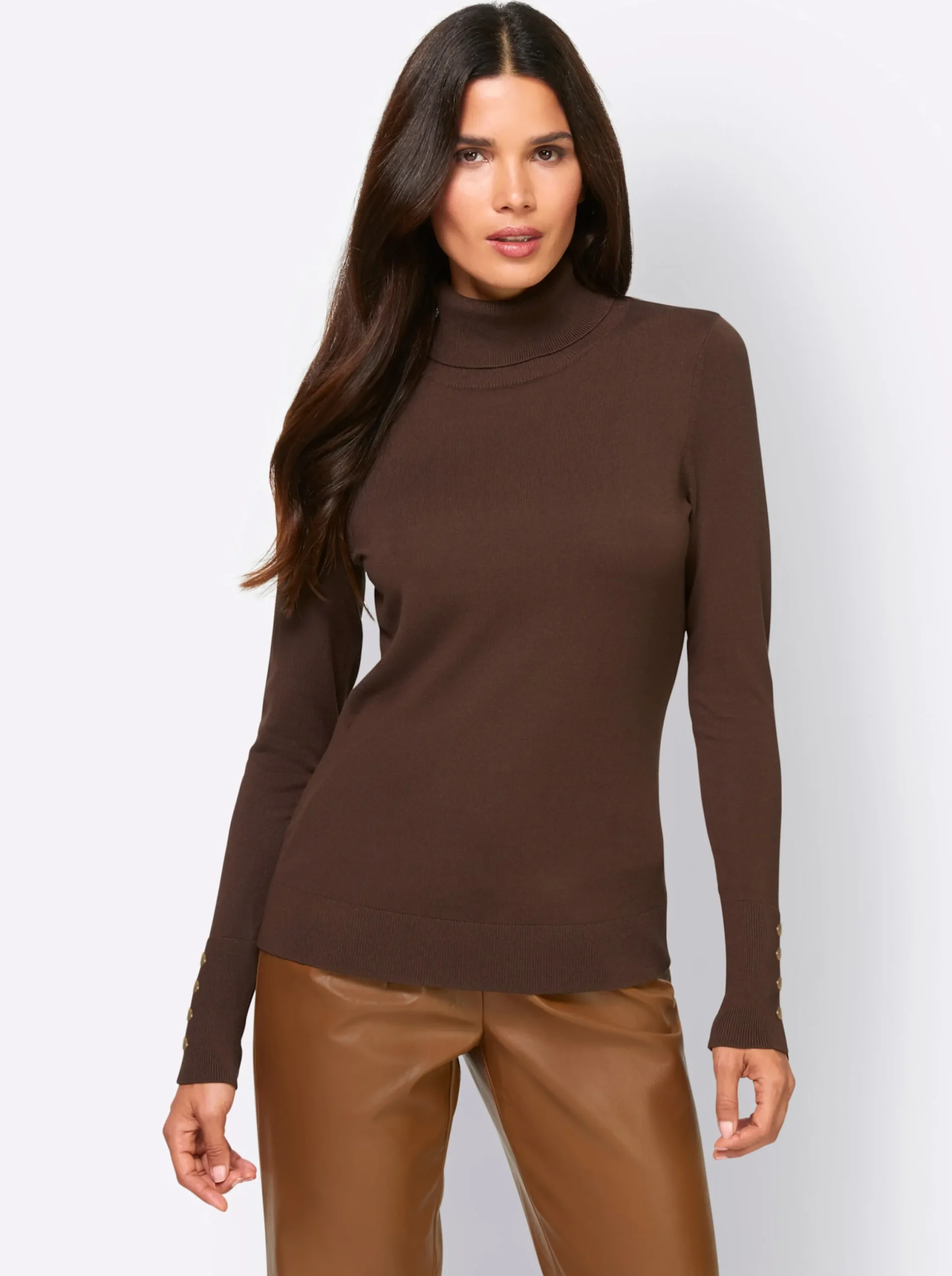 Pullover|heine Rollkragenpullover in Viskose-Qualität schoko
