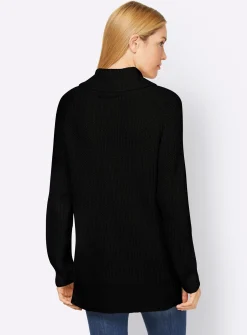 Pullover|heine Rollkragenpullover mit aufwendigem Strickmuster schwarz