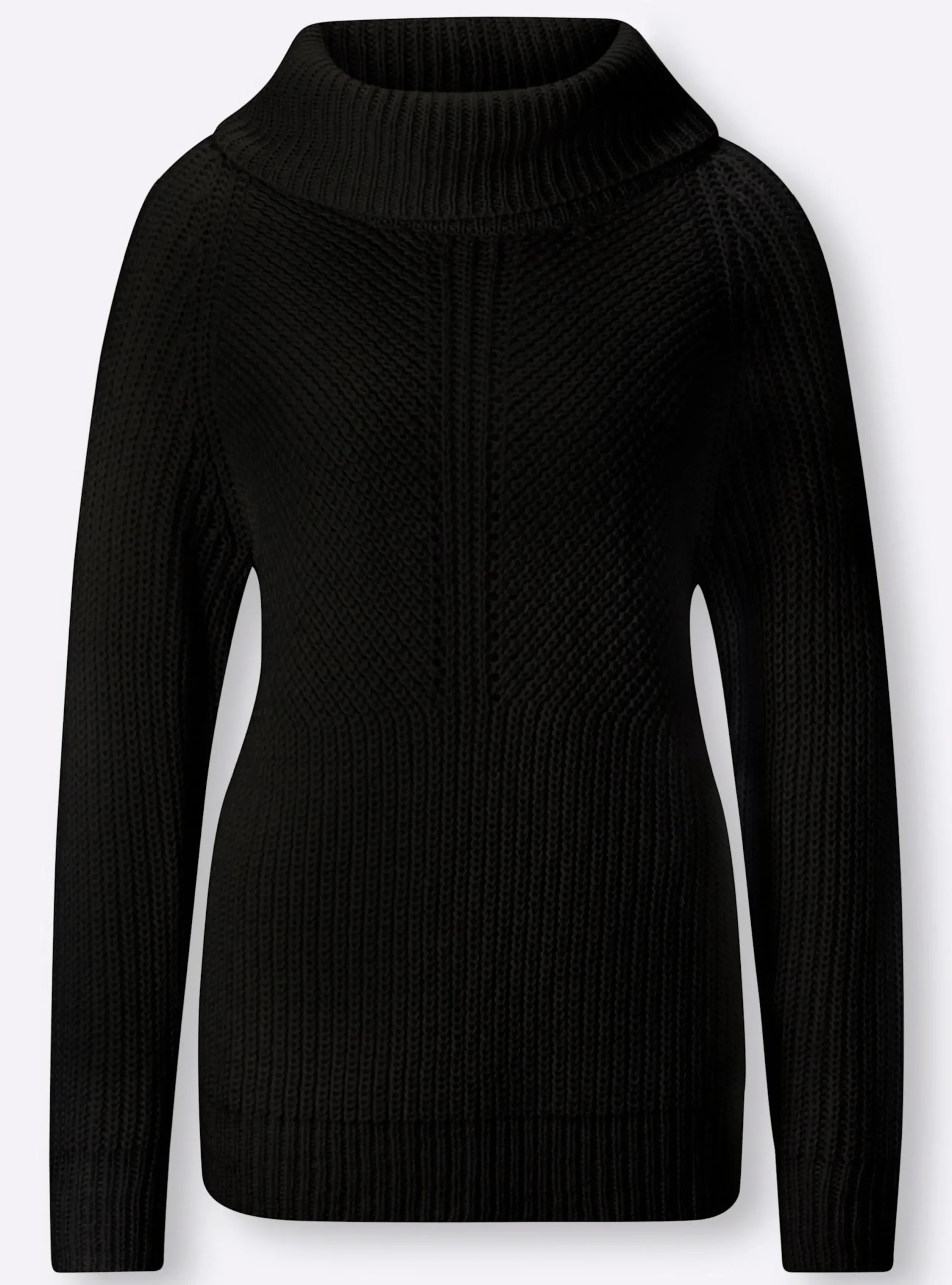 Pullover|heine Rollkragenpullover mit aufwendigem Strickmuster schwarz