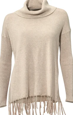 Pullover|heine Rollkragenpullover mit Fransen sand