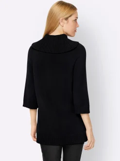 Pullover|heine Rollkragenpullover mit 3/4-langen Raglan-Ärmeln schwarz