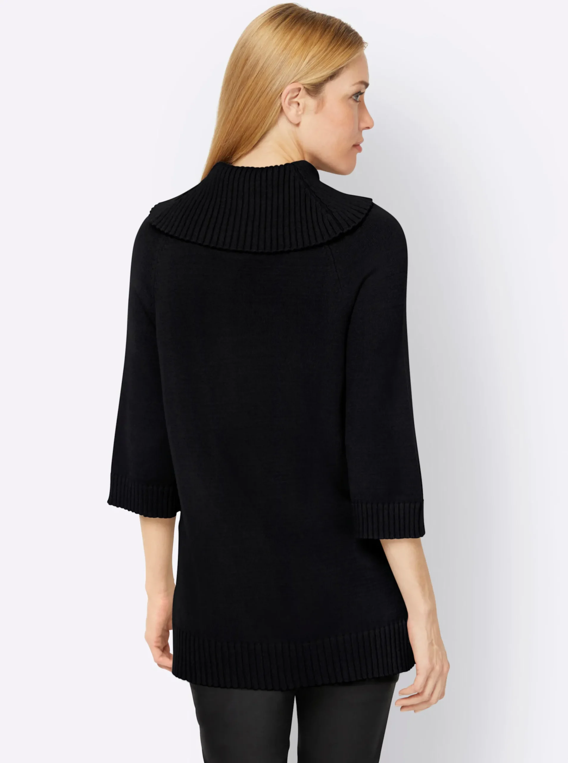 Pullover|heine Rollkragenpullover mit 3/4-langen Raglan-Ärmeln schwarz