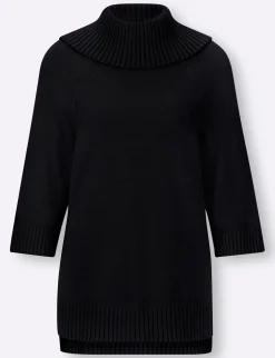 Pullover|heine Rollkragenpullover mit 3/4-langen Raglan-Ärmeln schwarz