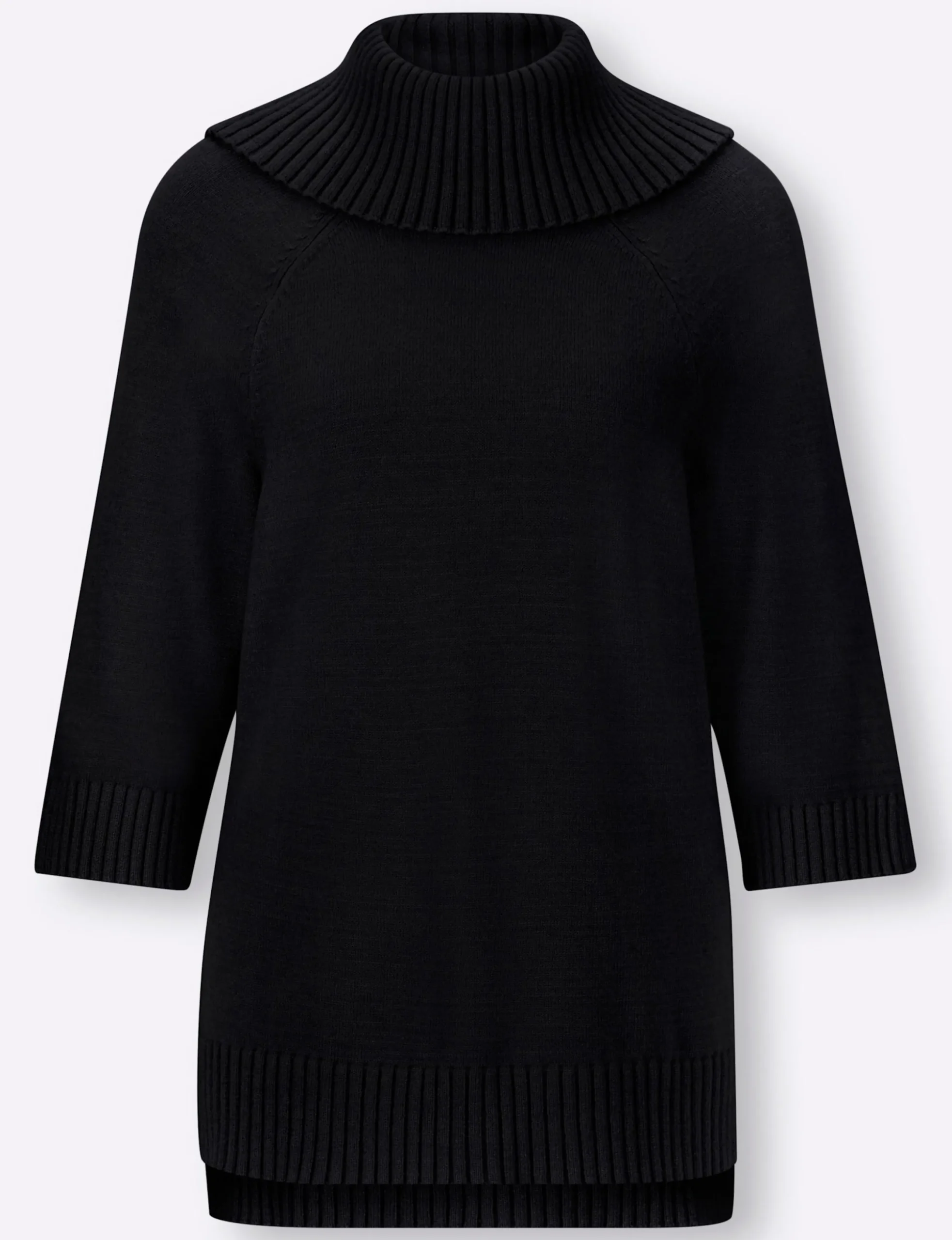 Pullover|heine Rollkragenpullover mit 3/4-langen Raglan-Ärmeln schwarz