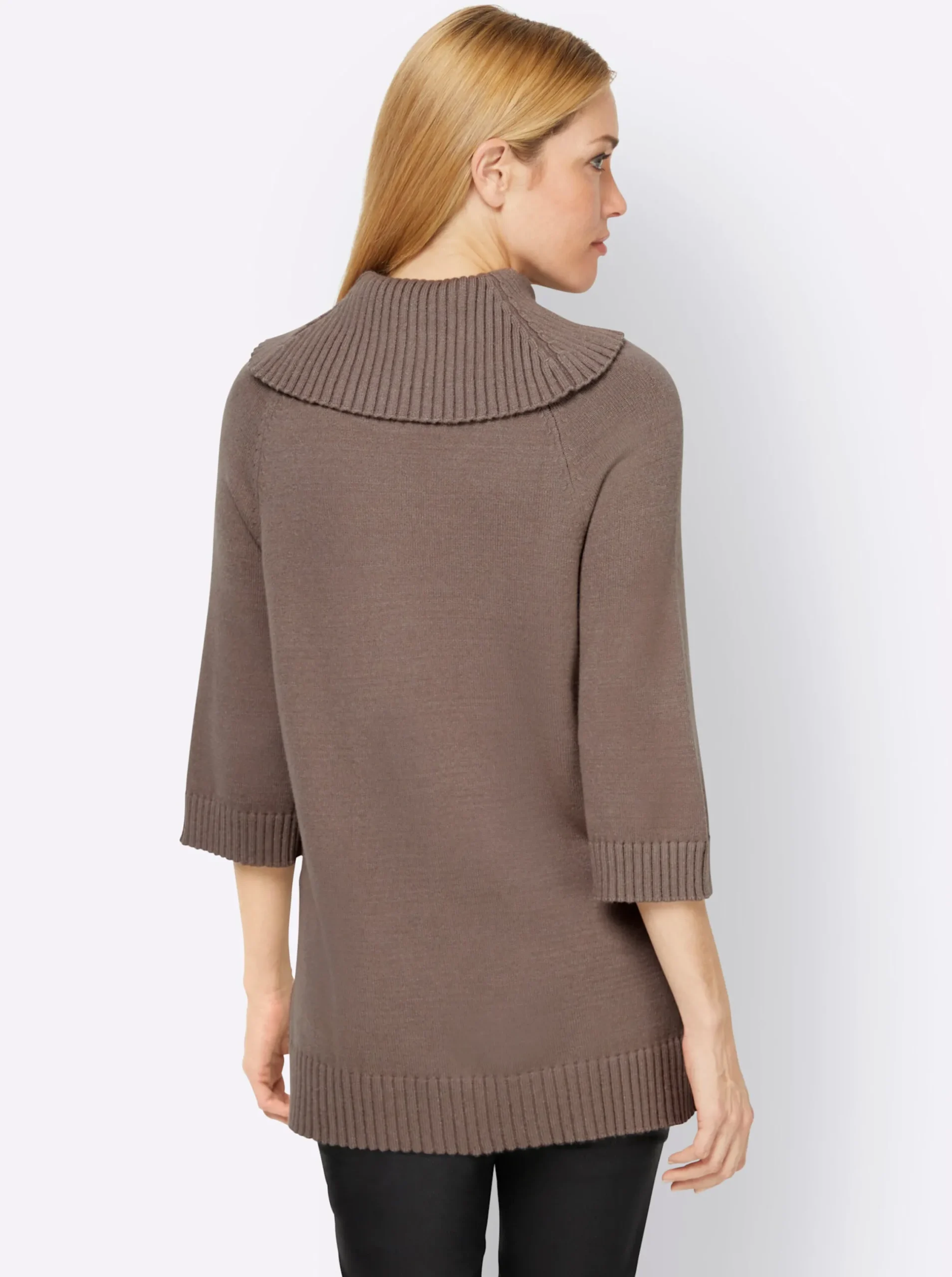 Pullover|heine Rollkragenpullover mit 3/4-langen Raglan-Ärmeln taupe