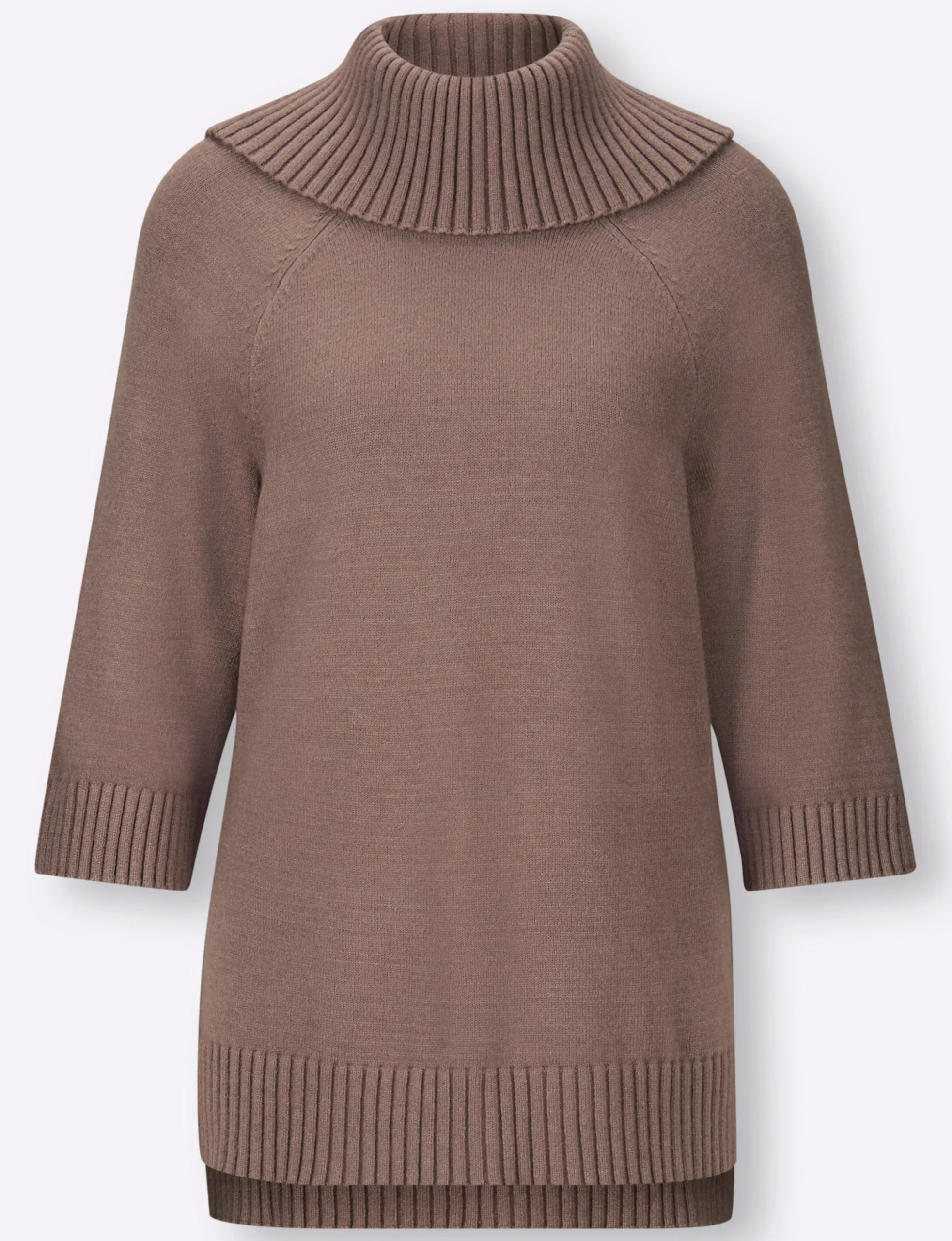 Pullover|heine Rollkragenpullover mit 3/4-langen Raglan-Ärmeln taupe