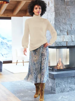 Pullover|heine Rollkragenpullover mit leichten Ballonärmeln beige