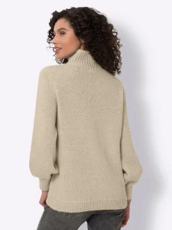 Pullover|heine Rollkragenpullover mit leichten Ballonärmeln beige