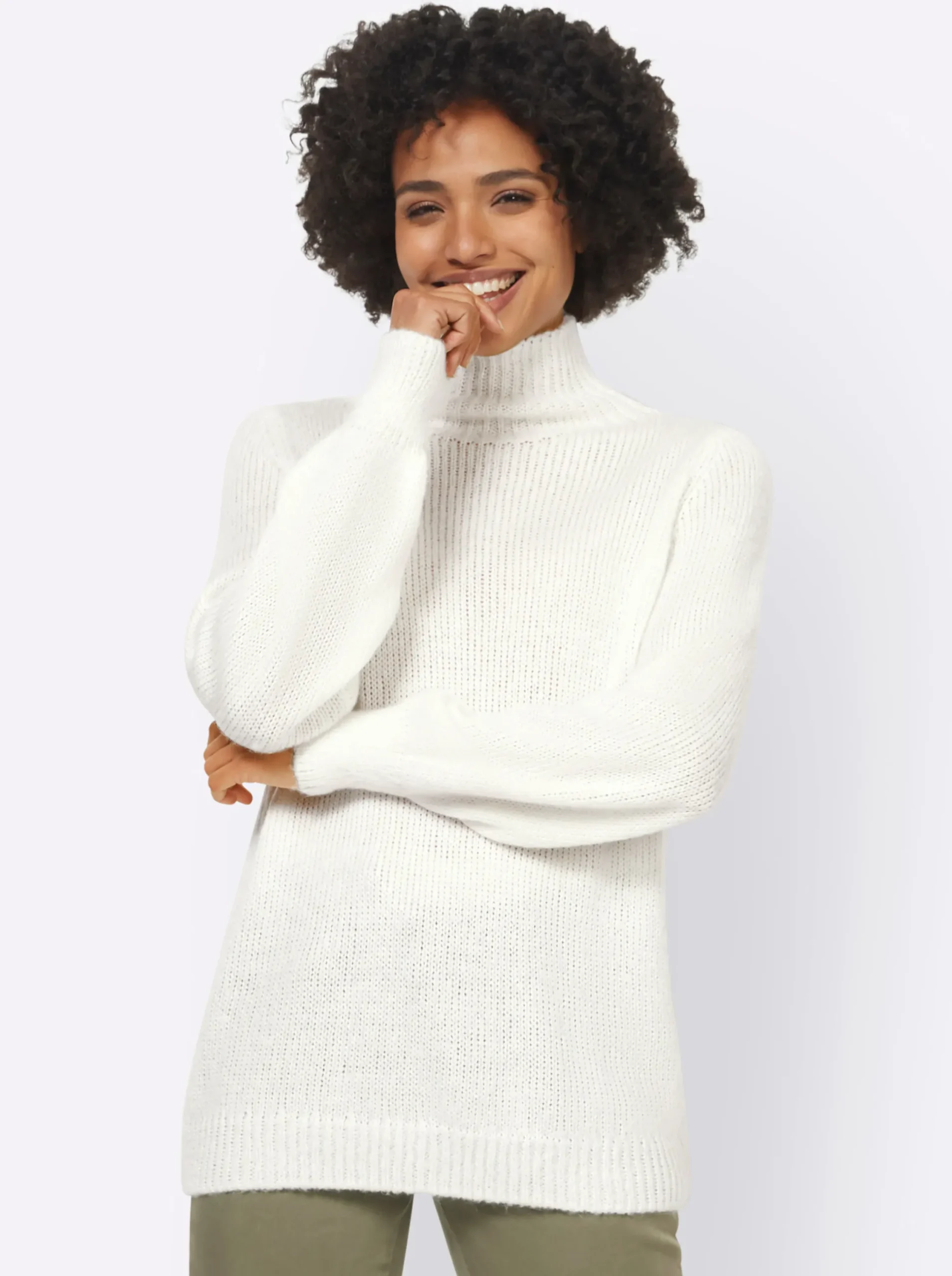 Pullover|heine Rollkragenpullover mit leichten Ballonärmeln ecru