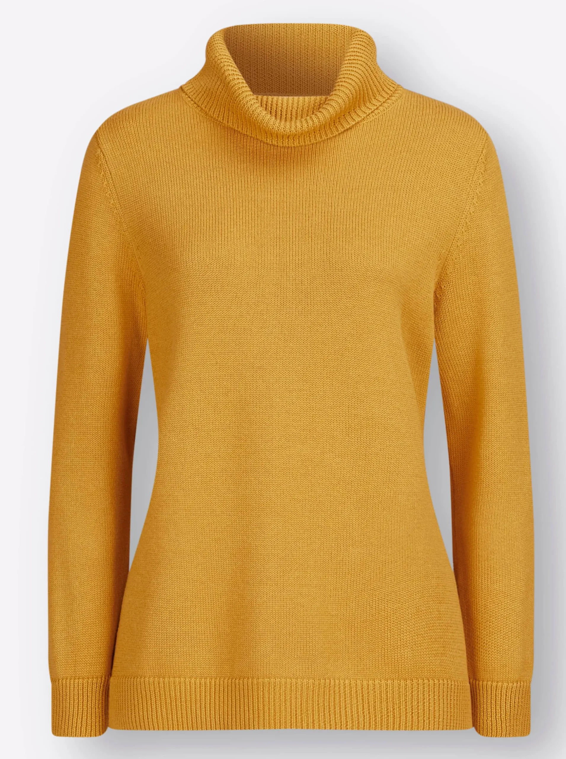Pullover| Rollkragenpullover mit Seitenschlitzen ocker