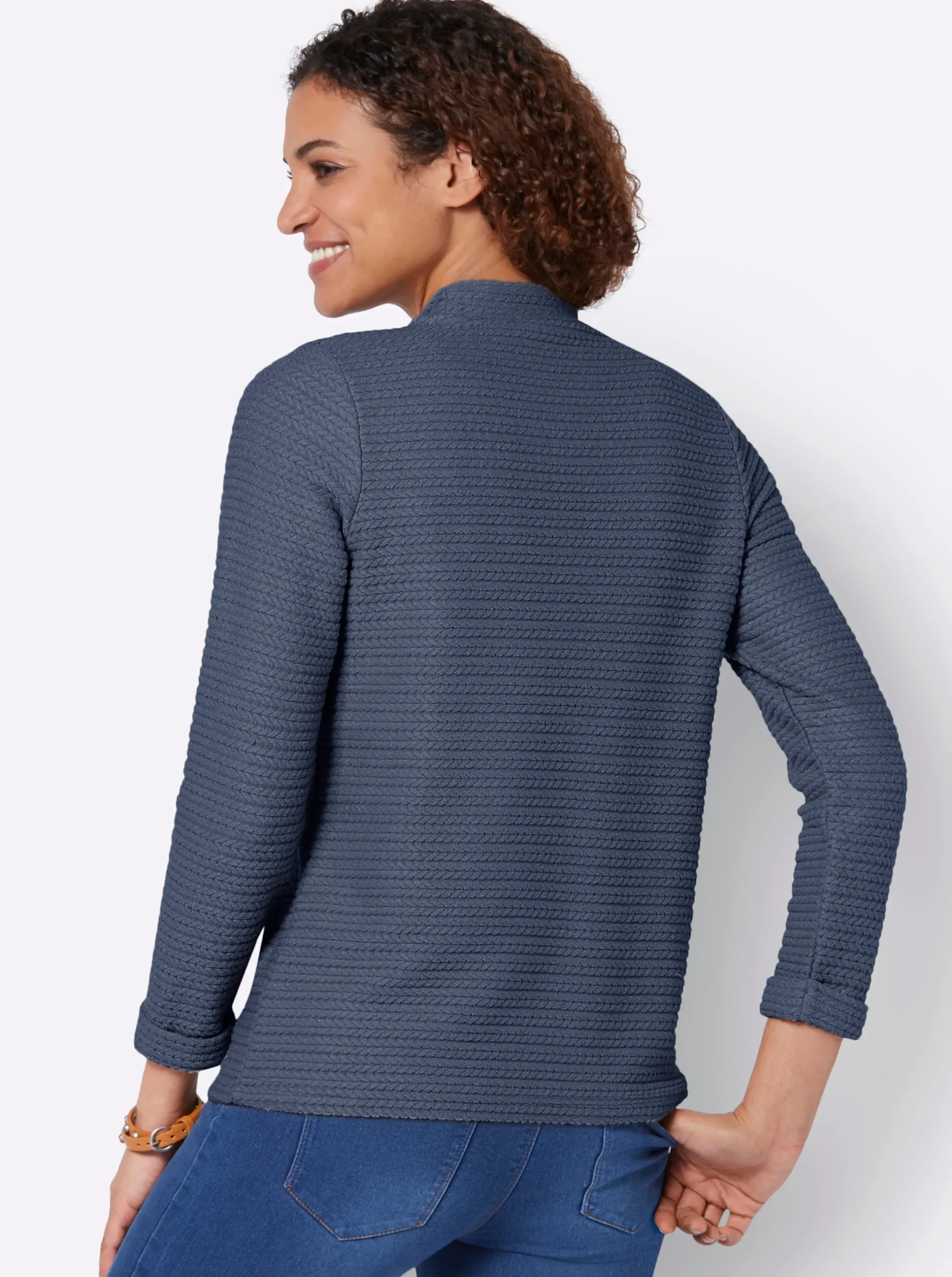Shirts| Rollkragenshirt aus Jacquard-Strick rauchblau
