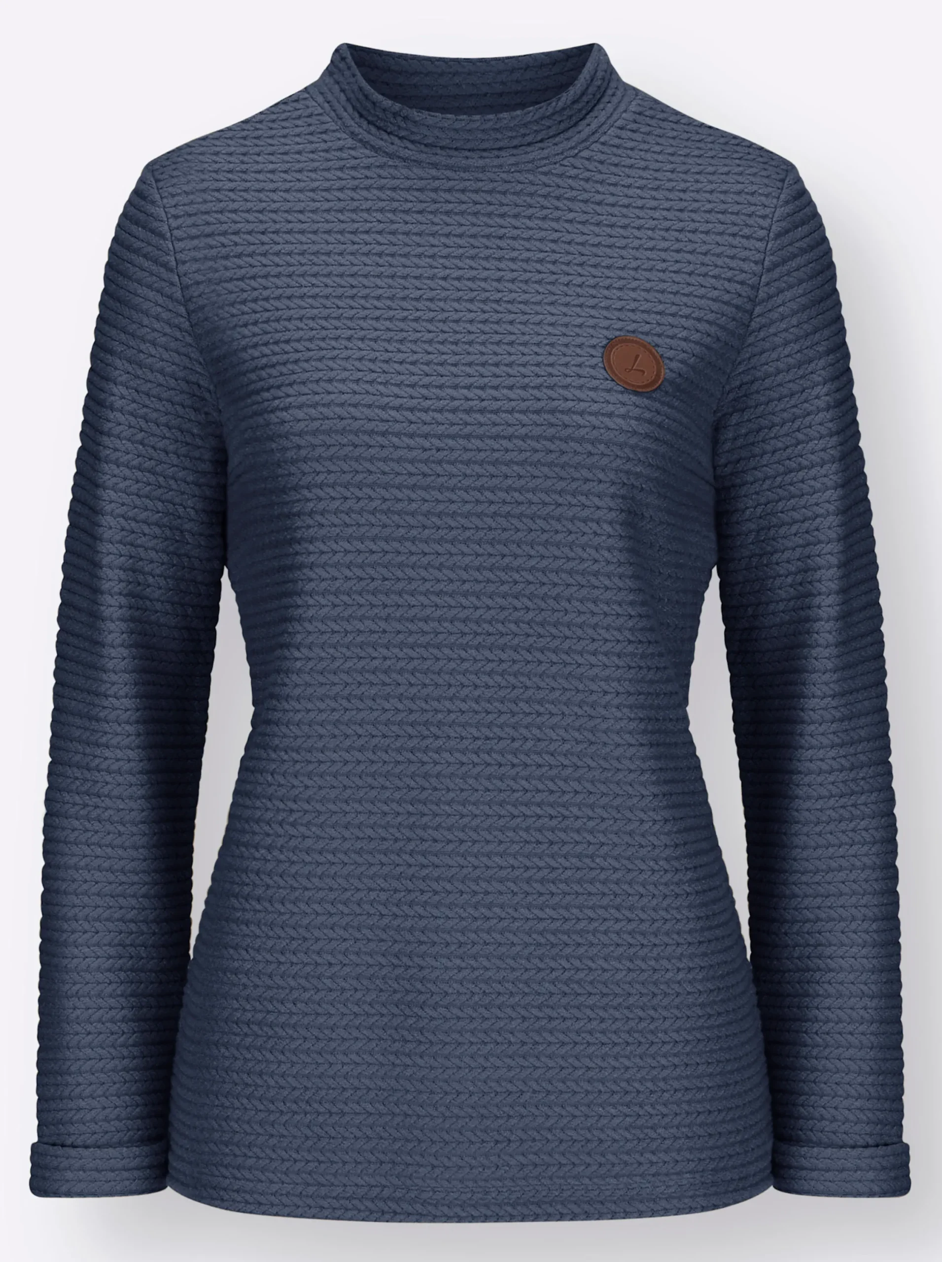 Shirts| Rollkragenshirt aus Jacquard-Strick rauchblau