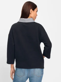 Pullover|heine Rollkragenshirt mit kontrastfarbener Innenseite marine
