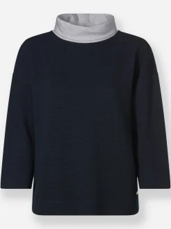 Pullover|heine Rollkragenshirt mit kontrastfarbener Innenseite marine