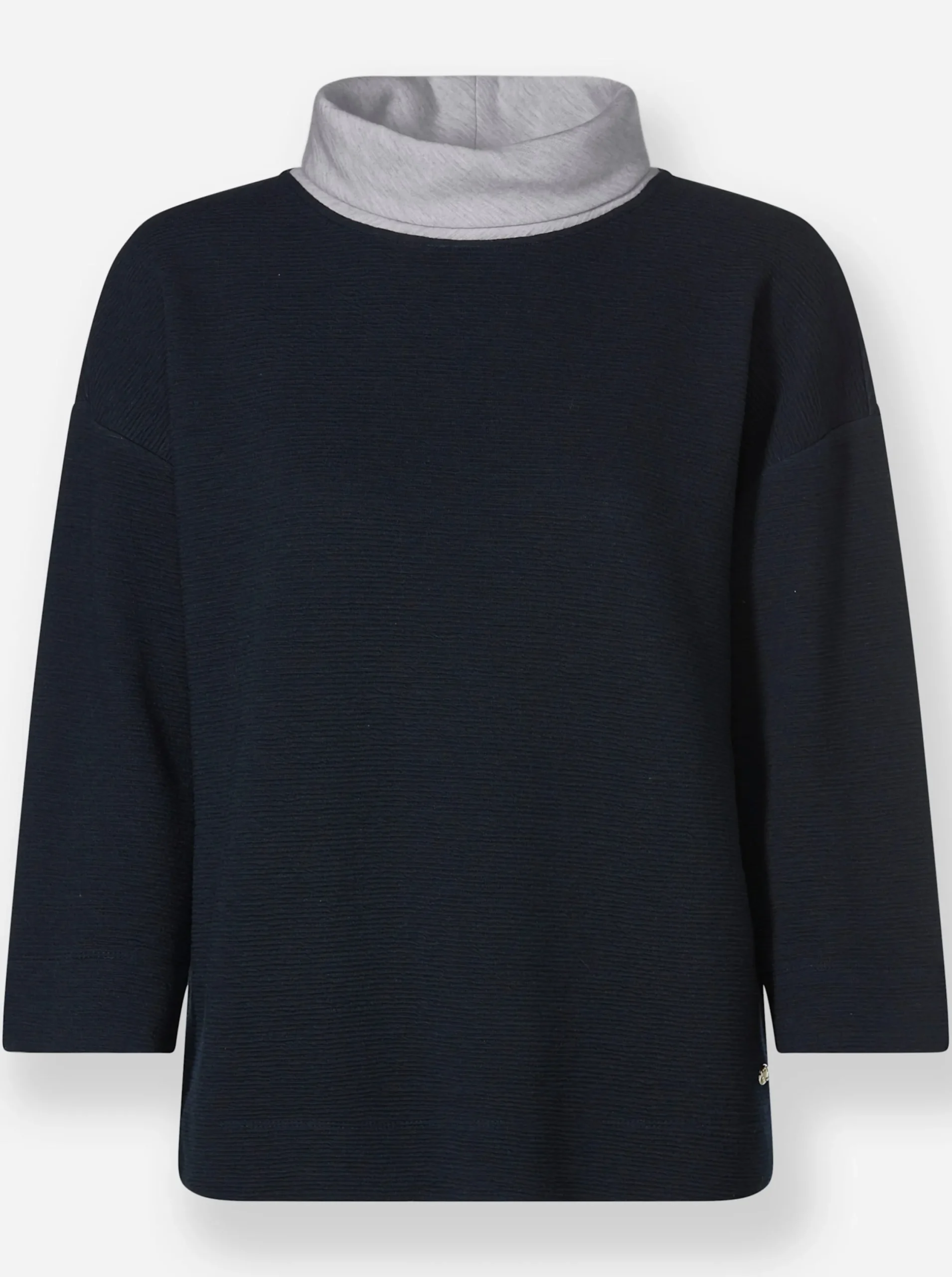 Pullover|heine Rollkragenshirt mit kontrastfarbener Innenseite marine