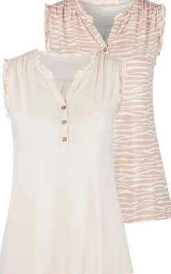 Shirts|LASCANA Rüschentop rosé-bedruckt,beige-uni